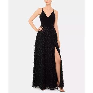Women's Mesh Floral Formal Black V Neck Women's Dress Size 8